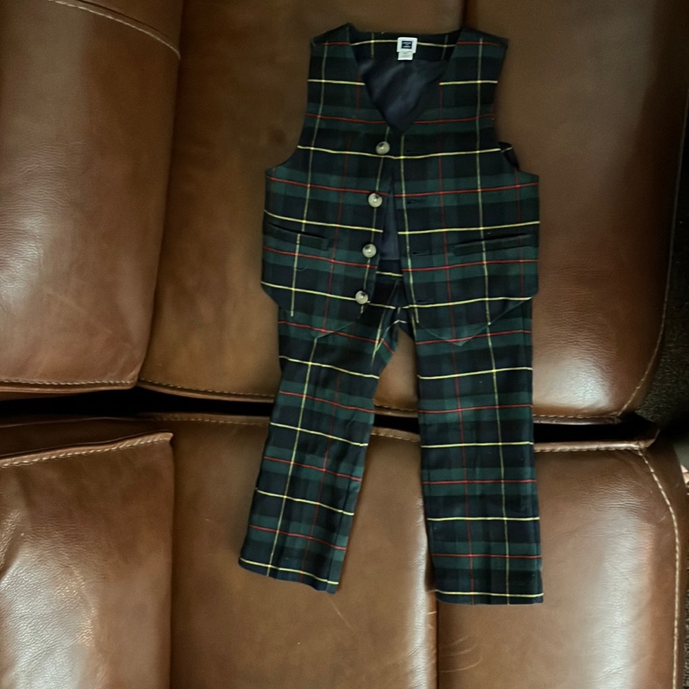 Plaid wool trousers and vest